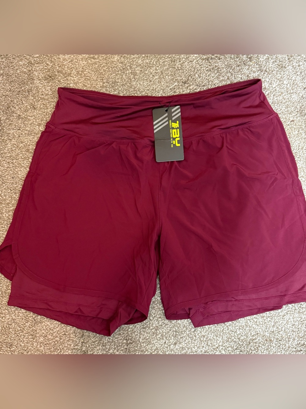 NWT TBY Outdoor Sports Burgundy Running Shorts XL Athletic Activewear